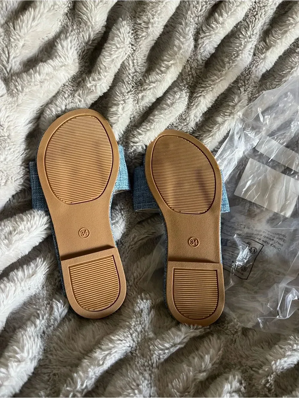 Denim Slide Sandals with Colorful Heart Embroidery Sz 34(2-3)